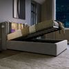 Polsterbett mit Leselampe,USB-Ladefunktion,Stauraum,grauer Samt,90x200 cm Bild 2