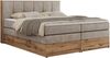 Boxspringbett, Doppelbett mit zwei 7 Härtezonen Multipocket-Matratzen, Bettkästen, Eiche Wotan Holzrahmen, Polsterbett mit Topper-Matratze - ALBERO 1 KING - 200 x 200 cm - Beige Stoff - H3 Bild 4