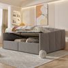 Polsterbett 140x200 cm mit hydraulischem Bettkasten und Samtbezug – vielseitiges Schlafsofa mit Lattenrost Bild 4