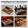 PEGSEN Servierbrett Snacktablett Holz mit Schieferplatte inkl. Käsemesser & drei Schalen, Akazie, (Set, 6-St, Servierplatte mit Käsemesser), Antipasti - Käseplatte, Tapas Bild 4