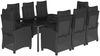 vidaXL 9-tlg. Garten-Essgruppe mit Kissen Schwarz Poly Rattan 3212760 Bild 2