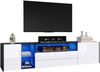 TV-Standschrank, Hochglanz-LED-Lowboard-TV-Schrank, TV-Ständer mit 2 Schubladen und 2 Schränken, geeignet für 75-Zoll-Fernseher, schwarz-weißer Spleiß-TV-Schrank, 180 x 40 x 45 cm Bild 5
