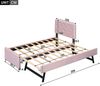 Polsterbett 90×200 cm mit Ausziehbett, Lattenrost, Samtbezug, Rosa, ohne Matratze Bild 5