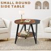 Beistelltisch Rund Holz Sofatisch Kleiner Couchtisch mit Ablage H48x Ø50 cm Bild 2