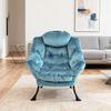 Relaxsessel 72×62×96 mit Hocker in Blau – Loungesessel mit Seitentasche, Armlehnen und Metallgestell Bild 2