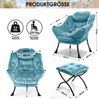 Relaxsessel 72×62×96 mit Hocker in Blau – Loungesessel mit Seitentasche, Armlehnen und Metallgestell Bild 4