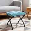 Relaxsessel 72×62×96 mit Hocker in Blau – Loungesessel mit Seitentasche, Armlehnen und Metallgestell Bild 3
