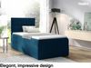MEBLINI Kinderbett mit Bettkasten MINO 1 100x200 Links – H3/Blau Samt Gepolstert Einzelbett mit Matratze - Polsterbett mit Stauraum - Bett mit Kopfteil – Stauraumbett Bild 2