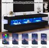 BlingBin Lowboard Hochglanz-Glas-TV-Ständer, Smart TV Stand 160*38*50,5 cm Schwarzer (1er set, 1 St, Hochglanz-TV-Ständer mit 3 Glasablagen, LED-Beleuchtung), App-Steuerung, Bluetooth-Konnektivität für 70-Zoll-Fernseher Bild 3