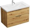 Burgbad EQIO Waschbecken mit Unterschrank 93 cm breit, Braun, Waschbecken Keramik Weiß Bild 2