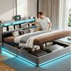 Gdood Polsterbett Stauraumbett Doppelbett LED (Type-C + USB, Hydraulisch hebbarer Stauraum), Mit Bettkasten, LED-Beleuchtung, USB-Anschluss, 160x200 cm Bild 2