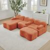 Ecksofa modular in Orange, Samtbezug, tiefe Sitzfläche, rahmenloses Design mit Hockern,70x288x167 cm Bild 3