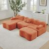 Ecksofa modular in Orange, Samtbezug, tiefe Sitzfläche, rahmenloses Design mit Hockern,70x288x167 cm Bild 2
