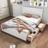 Doppelbett 160x200 cm mit Schubladen und Lattenrost, Eiche/Weiß Bild 4