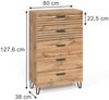 Kommode Amber Eiche Wotan 80 x 127.6 cm mit 5 Schubladen Vicco Bild 2