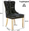 Esszimmerstuhl 2er-Set 50,5x45x95 cm, Samt in Schwarz, gepolstert mit goldfarbenen Edelstahlbeinen Bild 4