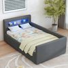Polsterbett Kinderbett 90x200 cm mit LED-Licht, Nachtlicht, USB-Anschluss, hydraulischem Stauraum, ohne Matratze Bild 4