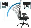 hjh OFFICE Bürostuhl ergonomisch RALOO ECO Netz Drehstuhl mit Verstellbarer Kopf- und Lordosenstütze, Sitz gepolstert, Schwarz Bild 2