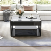 Couchtisch 70 x 70 x 35 cm, schwarz, mit 2 Schubladen, gehärteter Glasplatte und LED-Lichtleiste Bild 3