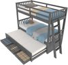 Etagenbett 90×200 cm aus Kiefernholz mit Ausziehbett und drei Schubladen, grau Bild 5