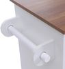 Kücheninsel HWC-P61 mit 2 Sitzhockern, Küchenschrank Schublade Staufächer MDF 90x120x45cm ~ weiß, helles Holz Bild 4