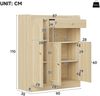 Merax Rattan Schuhschrank / Aufbewahrungsschrank mit Stauraum, 1 Schublade, 3 Türen mit verstellbaren Regalen, für Eingangsbereich, Esszimmer und Flur, Naturfarbe Bild 4