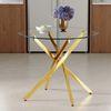 Esstisch 75*88*88 cm aus gehärtetem Glas mit goldfarbenem Metallgestell Bild 3