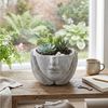 Levandeo® Blumentopf Blumentopf Gesicht Pflanztopf Beton Grau 12x16 cm Vintage Dekotopf Kopf Bild 4