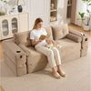 HAUSS SPOLE Schlafsofa 3-Sitzer Klappsofa aus Cord,Loungesofa mit Getränkehalter & Taschen, Cord-Multifunktionssofa mit hochdichtem Schaumstoff und Reißverschluss, Dreisitzer ausklappbare Schlafcouch-Funktion Bild 3