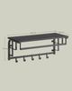 VASAGLE Wandgarderobe mit Ablage, Wandregal, mit 5 abnehmbaren Haken, wandmontiertes Hängeregal mit Hängestange, für Flur, Schlafzimmer und Wohnzimmer, anthrazitgrau-schwarz LCRDE012B13 Bild 5
