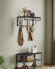 VASAGLE Wandgarderobe mit Ablage, Wandregal, mit 5 abnehmbaren Haken, wandmontiertes Hängeregal mit Hängestange, für Flur, Schlafzimmer und Wohnzimmer, anthrazitgrau-schwarz LCRDE012B13 Bild 2