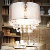 LED Pendellampe, Textil silber, Kristalle, H 140 cm Bild 3