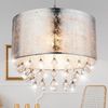 LED Pendellampe, Textil silber, Kristalle, H 140 cm Bild 2