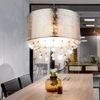 LED Pendellampe, Textil silber, Kristalle, H 140 cm Bild 4