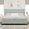 vidaXL Boxspringbett mit LED-Lichtleisten Hellgrau 200 x 200 cm Samt 3343886 Bild 4