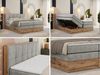 Boxspringbett, Doppelbett mit zwei 7 Härtezonen Multipocket-Matratzen, Bettkästen, Eiche Wotan Holzrahmen, Polsterbett mit Topper-Matratze - ALBERO 1 KING - 180 x 200 cm - Hellgrau Stoff - H4 Bild 2