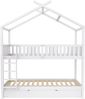 Merax Hausbett Kinderbett Jugendbett, 90x200 cm, drei Betten, Ausziehbar, Platzsparendes Design, Weiß(Ohne Matratze) Bild 3