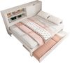 Polsterbett 140×190 cm aus Holz mit Ausziehbett und USB-Ladestation, weiß Bild 5