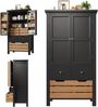 Sideboard 80x40x140 cm, 2 Türen & 5 Schubladen, schwarz, MDF/Metalll Bild 5