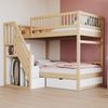 Kinderbett 90×200 cm aus Massivholz mit Stauraumtreppe und Schublade, natur Bild 2