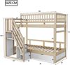 Kinderbett 90×200 cm aus Massivholz mit Stauraumtreppe und Schublade, natur Bild 4