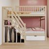 Kinderbett 90×200 cm aus Massivholz mit Stauraumtreppe und Schublade, natur Bild 3
