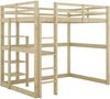 Kinderbett Hochbett Bettgestell mit Stauraum, komplett aus Kiefer, mit 4 Ablagefächern und einer Schreibtischplatte, Natur, 140 X 200 cm Bild 5