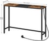 HOOBRO Schmaler Konsolentisch mit Ladestation USB-Anschlüssen Vintagebraun Bild 3