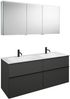 Burgbad FIUMO Waschtisch Set mit Spiegelschrank 142 cm breit, Anthrazit, Doppelwaschbecken Gussmarmor Weiß, 4 Schubladen, Anschlag links Bild 2