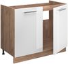 Spülenunterschrank Fame-Line Weiß Hochglanz/Goldkraft Eiche 100 cm, AP Marmor Vicco Bild 4