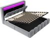 Polsterbett 180×200 cm mit hydraulischem Bettkasten, LED, USB/Typ-C, Blütenblatt-Design, Grau, ohne Matratze Bild 4