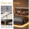 Simurq Polsterbett Bettgestell Dopplebett mit LED-Beleuchtung (1-tlg, LED-Licht mit 16 Farben und Fernbedienung,Versteckte Füße), Schwebendes Bett mit Verstellbares Kopfteil,Lattenrost, Leinenoptik Bild 2