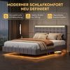 Simurq Polsterbett Bettgestell Dopplebett mit LED-Beleuchtung (1-tlg, LED-Licht mit 16 Farben und Fernbedienung,Versteckte Füße), Schwebendes Bett mit Verstellbares Kopfteil,Lattenrost, Leinenoptik Bild 3
