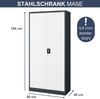Aktenschrank abschließbar JAN - 5 Ebenen verstellbar, Flügeltüren | Metallschrank Werkstatt Mehrzweckschrank Büroschrank aus Stahl Werkzeugschrank, 195x90x40cm Anthrazit-Weiß Bild 2